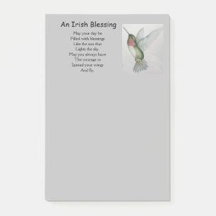 Irish Blessing Courage Inspiration Hummingbird Post-it Notes
