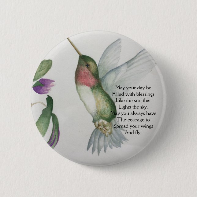 Irish Blessing Courage Pretty Bird Garden 6 Cm Round Badge (Front)