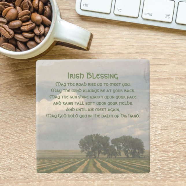 Irish Blessing Farmland Landscape Stone Coaster (In Situ)