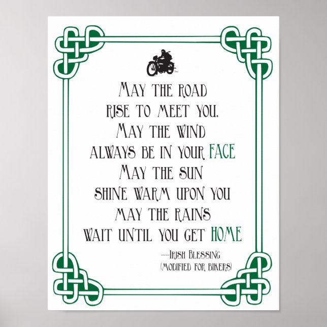 Irish Blessing for Bikers funny motorcycle Poster (Front)