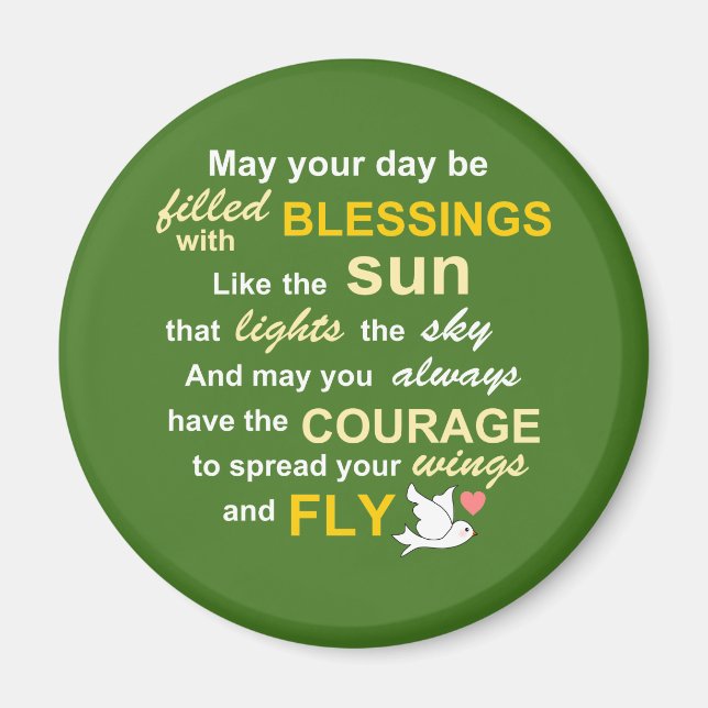 Irish Blessing for Courage - Typography in Green Magnet (Front)