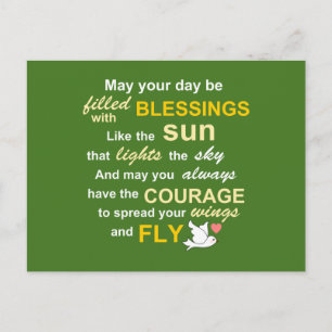 Irish Blessing for Courage - Typography in Green Postcard