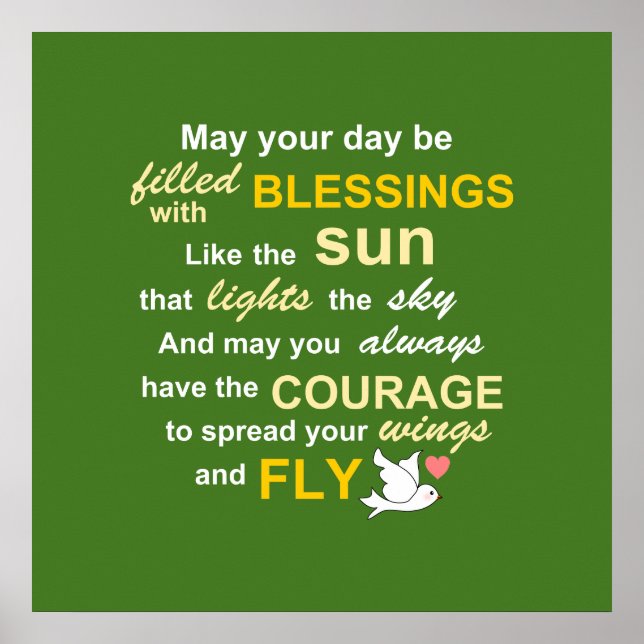 Irish Blessing for Courage - Typography in green Poster (Front)