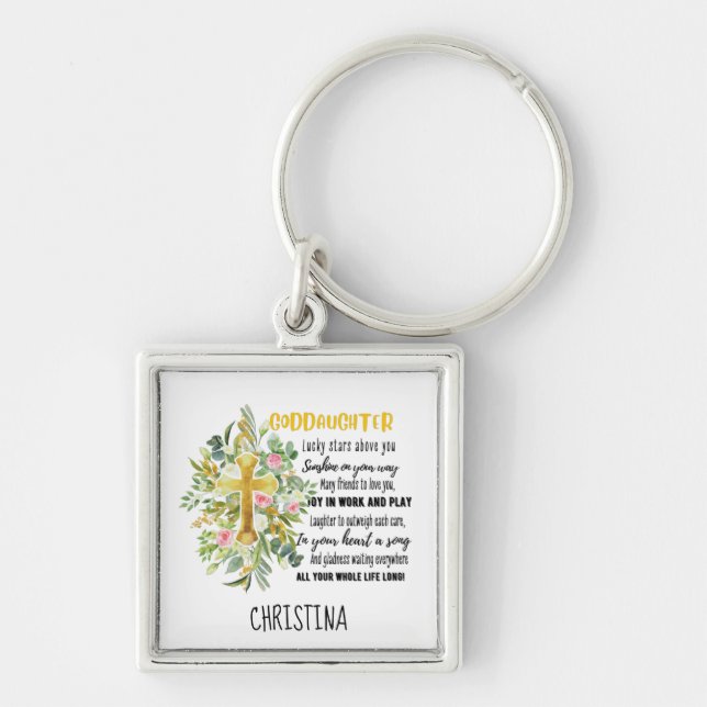 Irish Blessing For GODDAUGHTER - Personalised Gift Key Ring (Front)
