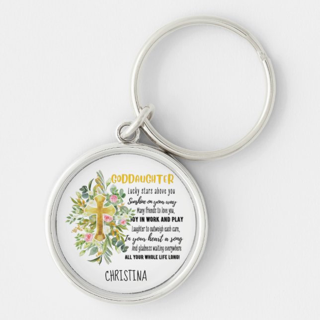 Irish Blessing For GODDAUGHTER - Personalised Gift Key Ring (Front)