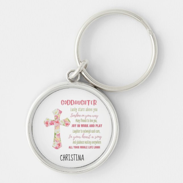 Irish Blessing For GODDAUGHTER - Personalised Gift Key Ring (Front)