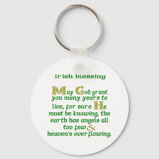 Irish Blessing for Long Life Key Ring (Front)