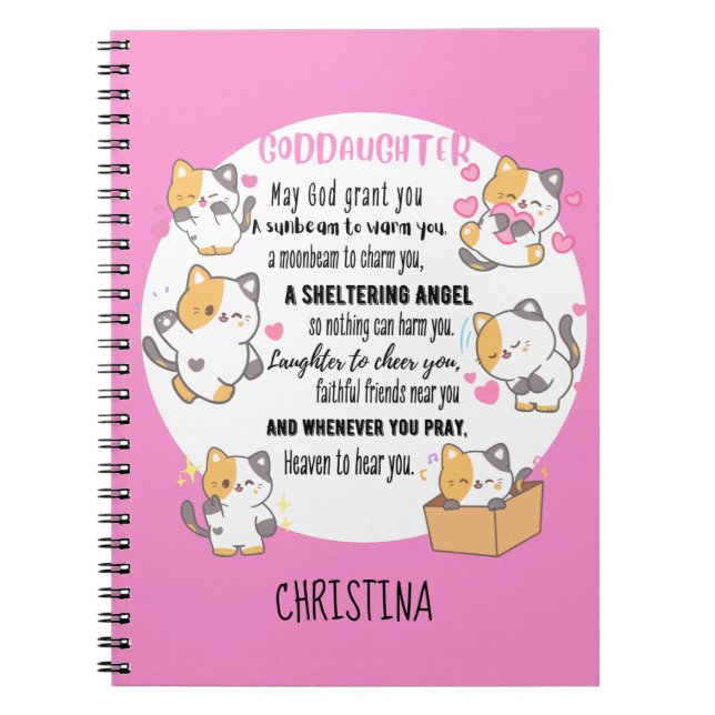 Irish Blessing for Teenage Goddaughter Cute Cats   Notebook (Front)