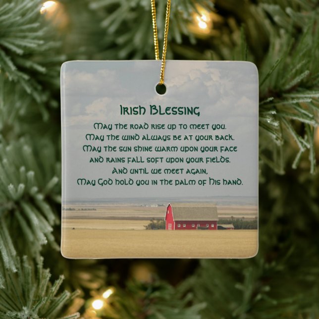 Irish Blessing Golden Wheat Fields Ceramic Ornament (Tree)