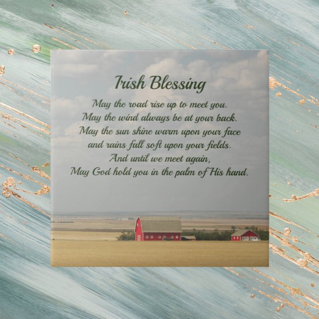 Irish Blessing Golden Wheat Fields Ceramic Tile (In Situ)