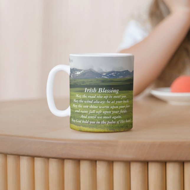Irish Blessing Green Valley Landscape Coffee Mug (In Situ Table)