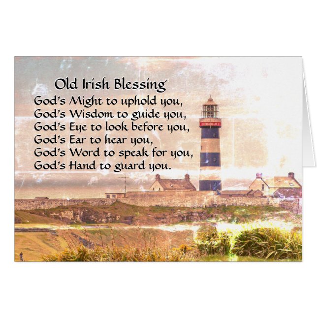 Irish Blessing, Lighthouse Coast of Ireland Card (Front Horizontal)