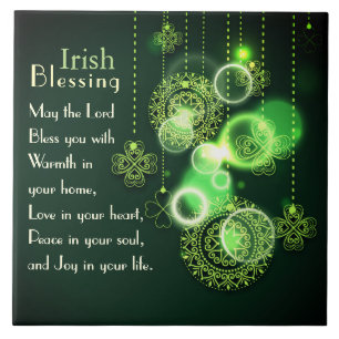 Irish Blessing Love in your heart, Shamrock Design Ceramic Tile