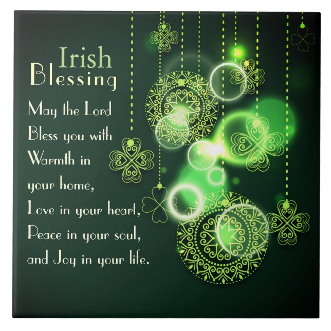 Irish Blessing Love in your heart, Shamrock Design Ceramic Tile (Front)