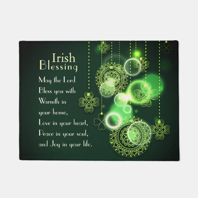 Irish Blessing Love in your heart, Shamrock Design Doormat (Front)
