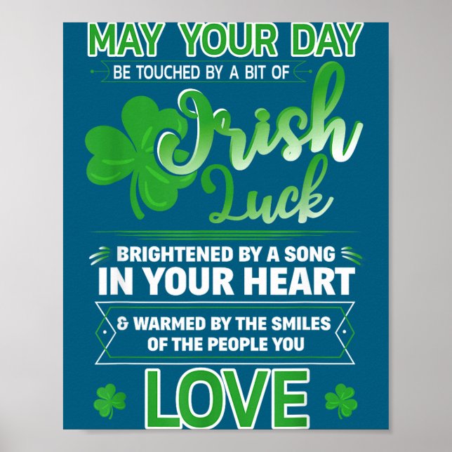 Irish Blessing Lucky Quotes Sayings St. Patrick's  Poster (Front)