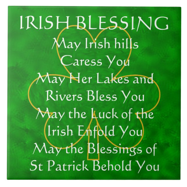 Irish Blessing - "May the Irish Hills Caress You" Ceramic Tile (Front)