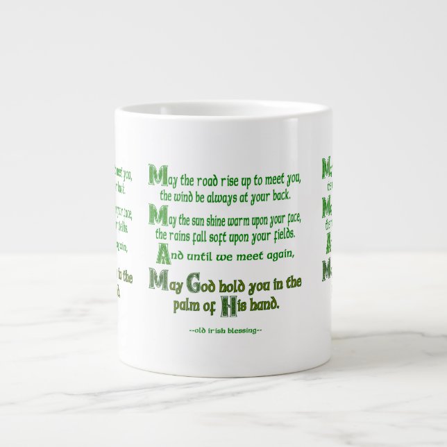 Irish Blessing May the Road Rise to Meet You Large Coffee Mug (Front)