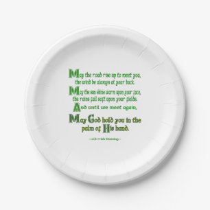 Irish Blessing May the Road Rise to Meet You Paper Plate