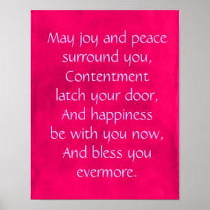 Irish Blessing Quote on a Pink Background Poster