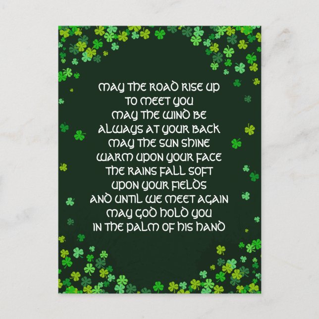 Irish Blessing Shamrock Design Personalised Holiday Postcard (Front)