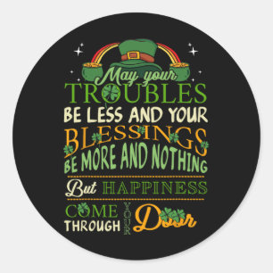 Irish Blessing St Patricks Day Leprechaun Rainbow  Classic Round Sticker