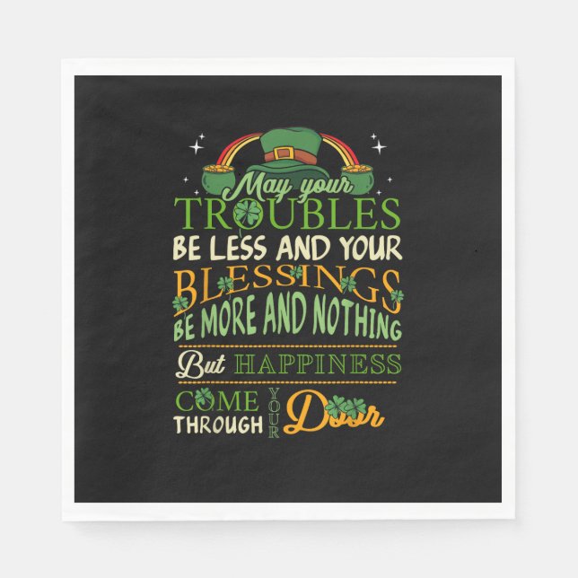 Irish Blessing St Patricks Day Leprechaun Rainbow  Napkin (Front)