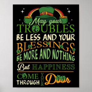 Irish Blessing St Patricks Day Leprechaun Rainbow Poster