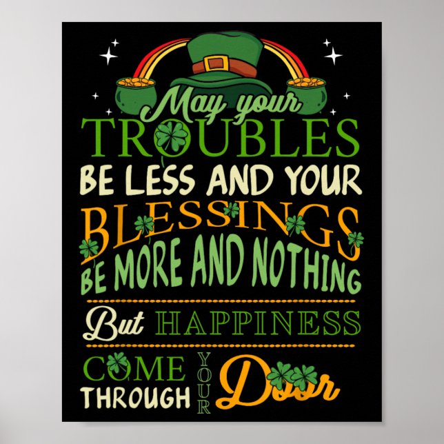Irish Blessing St Patricks Day Leprechaun Rainbow  Poster (Front)