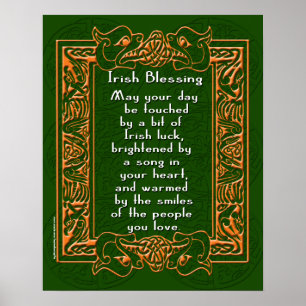 Irish Blessing with Celtic Font and Background Poster