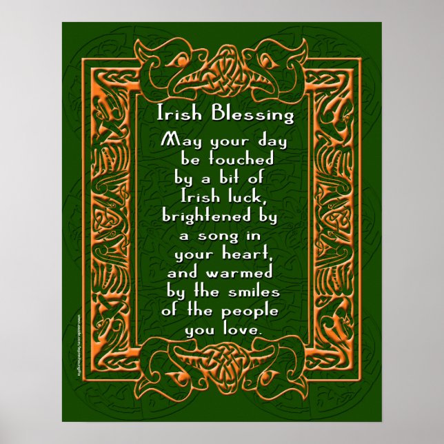 Irish Blessing with Celtic Font and Background Poster (Front)
