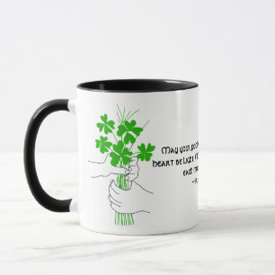 Irish Blessing with Four Leaf Clover Bouquet Mug