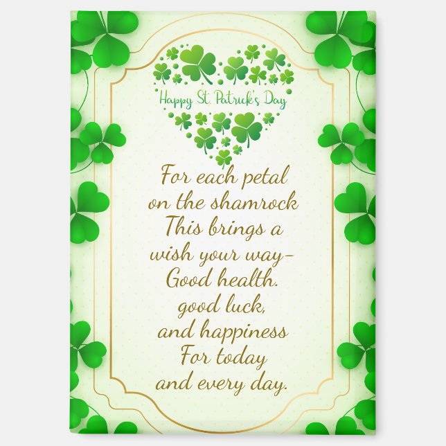 Irish blessings and shamrocks are symbols of luck magnet (Front)