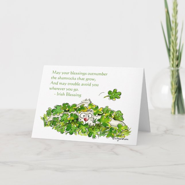 Irish Blessings Cartoon Shamrocks Cards (Front)