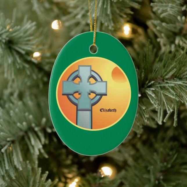 Irish Blessings Cross Personalised Ceramic Ornament (Tree)