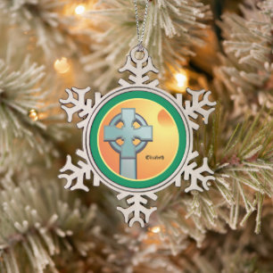 Irish Blessings Cross Personalised Snowflake Pewter Christmas Ornament