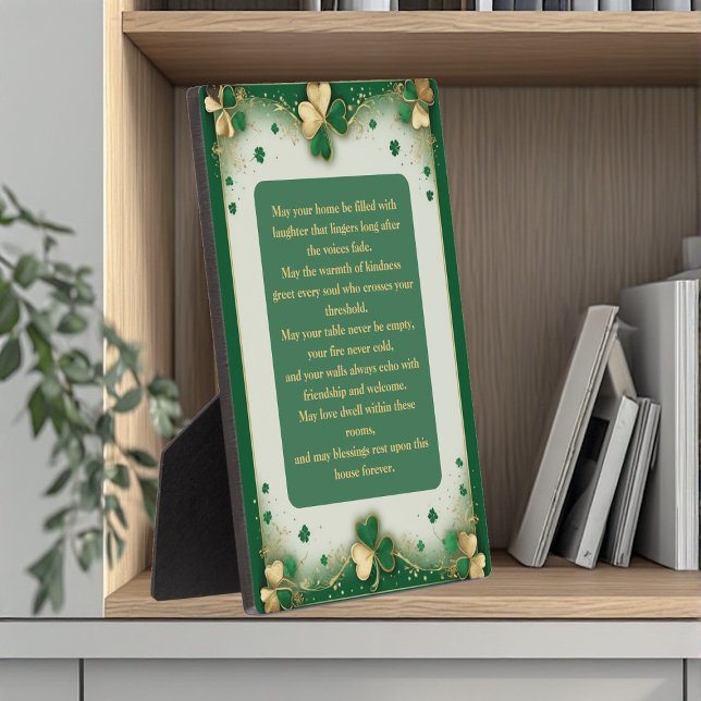 Irish Blessings for Home and Hearth Shamrock Gold Plaque (Irish Blessings for Home and Hearth Shamrock Gold Plaque)