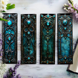 Irish Bookmarks, Turqoise Silver Celtic Bookmarks 