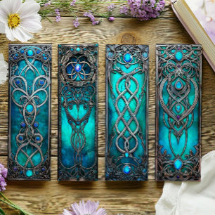 Irish Bookmarks, Turqoise Silver Celtic Bookmarks 