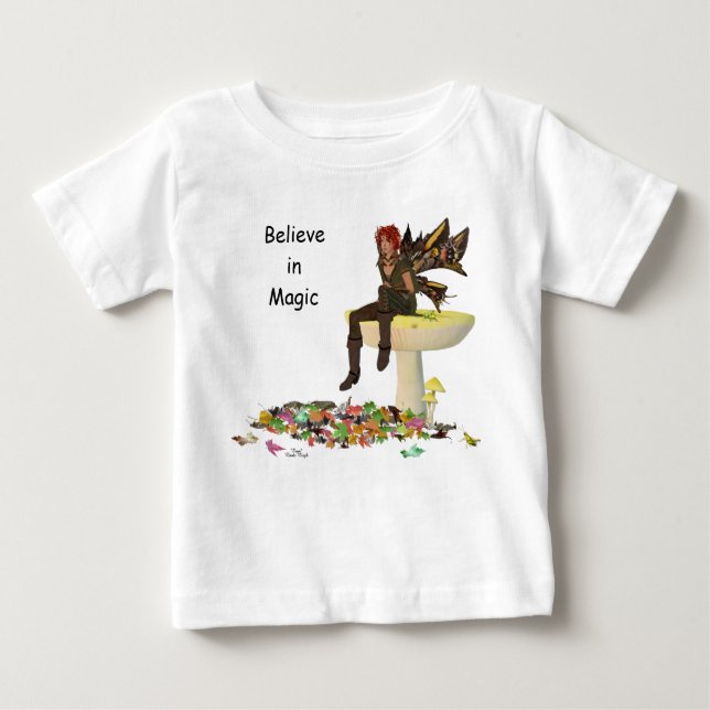 Irish Boy Fairy On Mushroom Baby T-Shirt (Front)