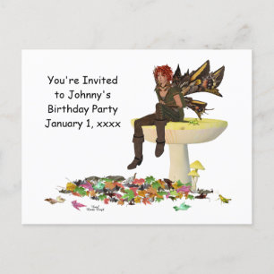 Irish Boy Fairy On Mushroom Birthdat Postcard