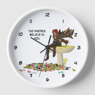 Irish Boy Fairy On Mushroom Wall Clock