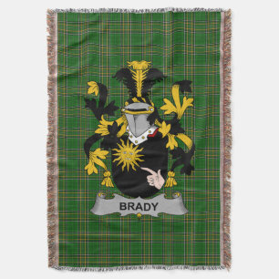  Irish Brady or McBrady Coat of Arms Family Crest  Throw Blanket