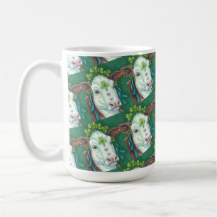 IRISH BRED ST. PATRICK'S DAY HEIFER, SHAMROCK COW COFFEE MUG