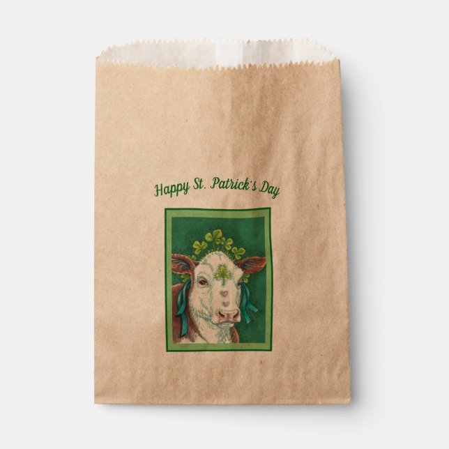 IRISH BRED ST. PATRICK'S DAY HEIFER, SHAMROCK COW FAVOUR BAG (Front)