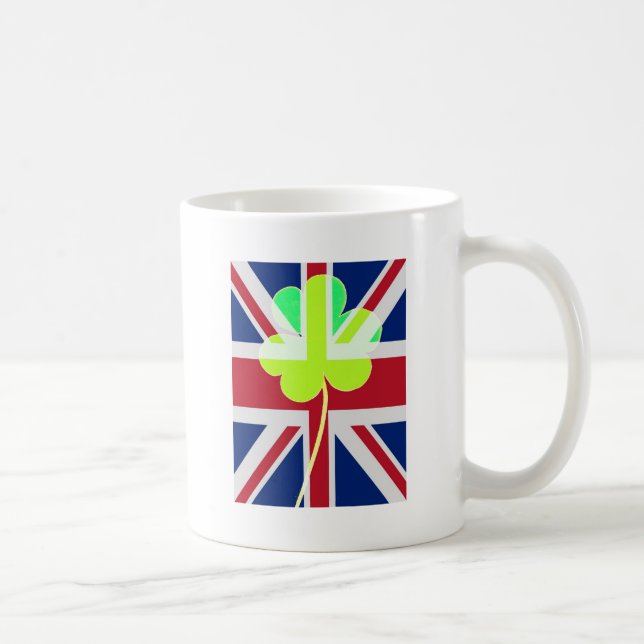 Irish British Flag Shamrock Clover St. Patrick UK Coffee Mug (Right)