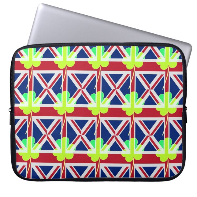 Irish British Flag Shamrock Clover St. Patrick UK Laptop Sleeve (Front)