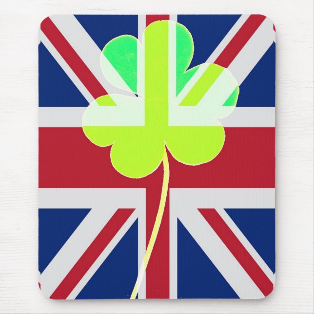 Irish British Flag Shamrock Clover St. Patrick UK Mouse Pad (Front)