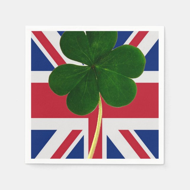 Irish British Flag Shamrock Clover St. Patrick UK Napkin (Front)