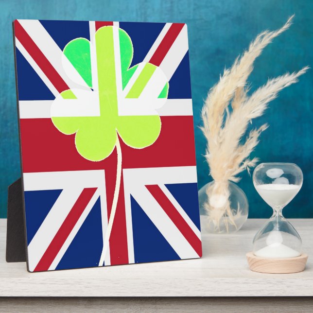 Irish British Flag Shamrock Clover St. Patrick UK Plaque (Side)